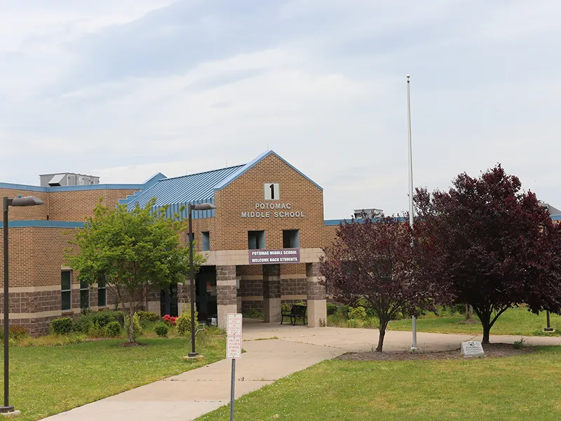 Potomac Middle School building entrance